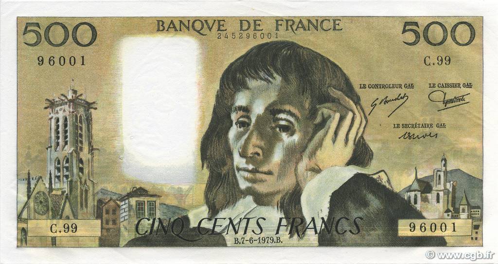 500 Francs PASCAL FRANCIA  1979 F.71.19 EBC+