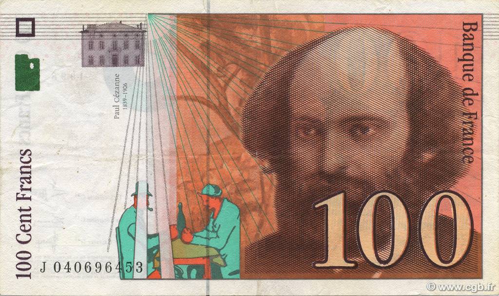 100 Francs CÉZANNE Sans STRAP FRANKREICH  1998 F.74f4.02 fVZ