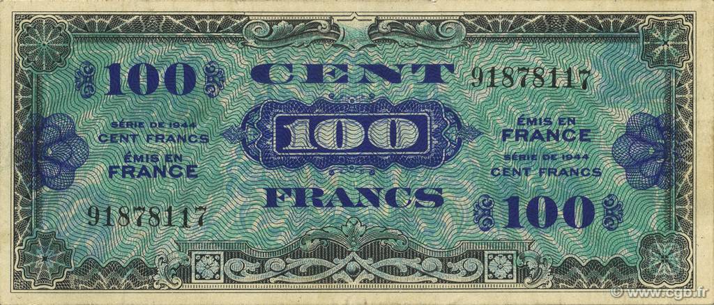 100 Francs DRAPEAU FRANKREICH  1944 VF.20.01 VZ+