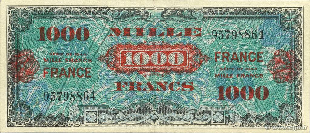 1000 Francs FRANCE FRANCIA  1944 VF.27.01 EBC
