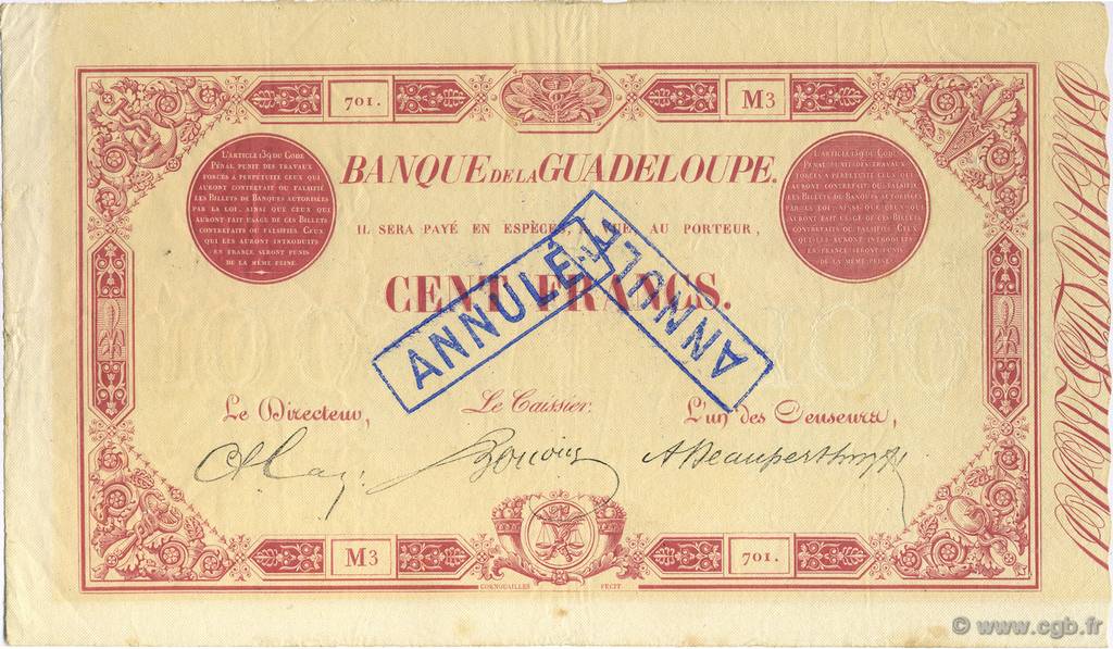100 Francs GUADELOUPE  1893 P.-- fVZ