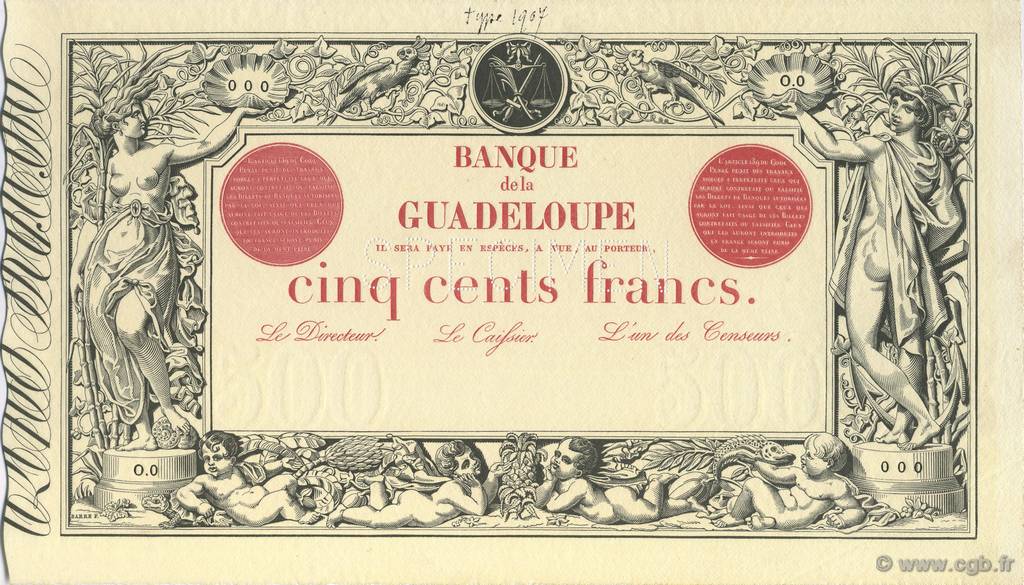 500 Francs Spécimen GUADELOUPE  1922 P.10S pr.NEUF