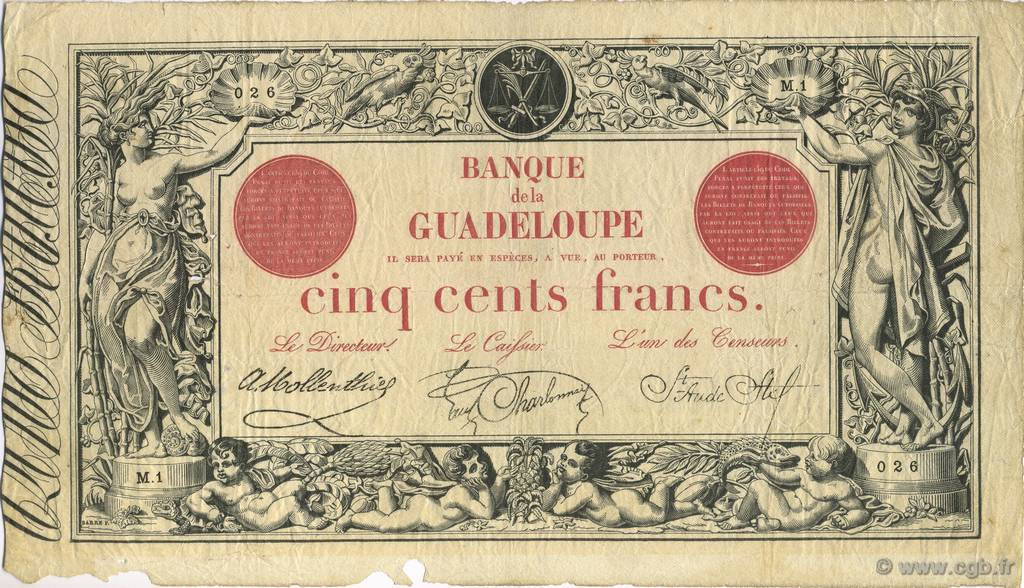 500 Francs GUADELOUPE  1922 P.10 BC+