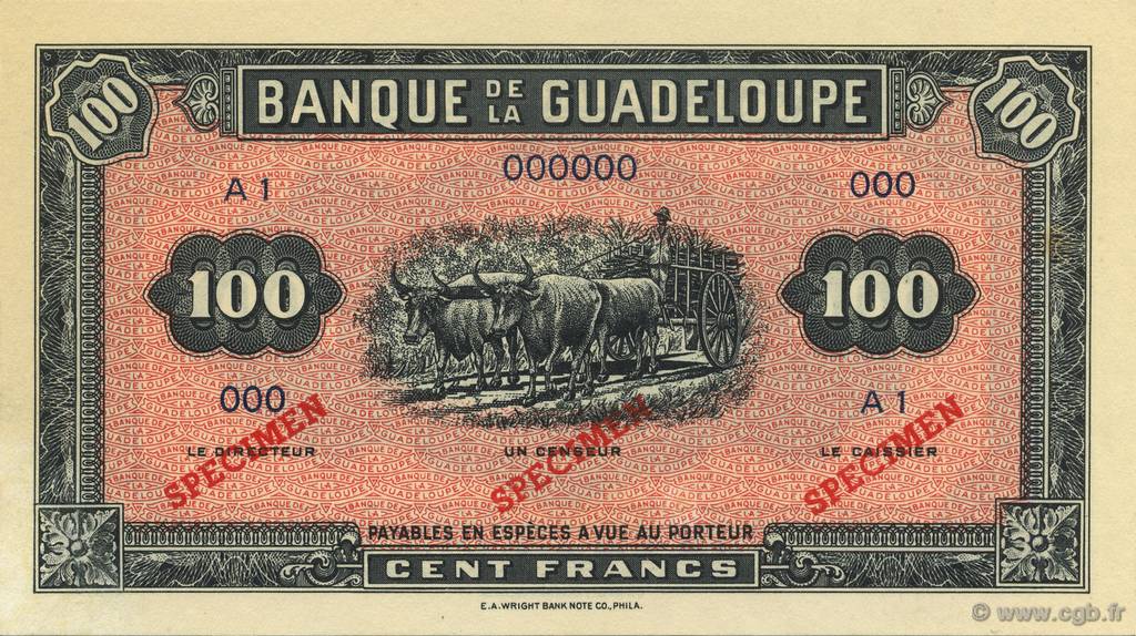 100 Francs GUADELOUPE  1945 P.23s FDC