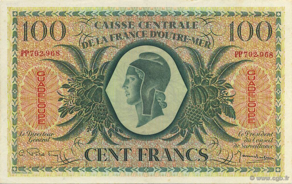 100 Francs GUADELOUPE  1944 P.29a VZ+