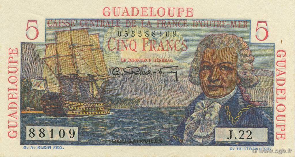 5 Francs Bougainville GUADELOUPE  1946 P.31 fST