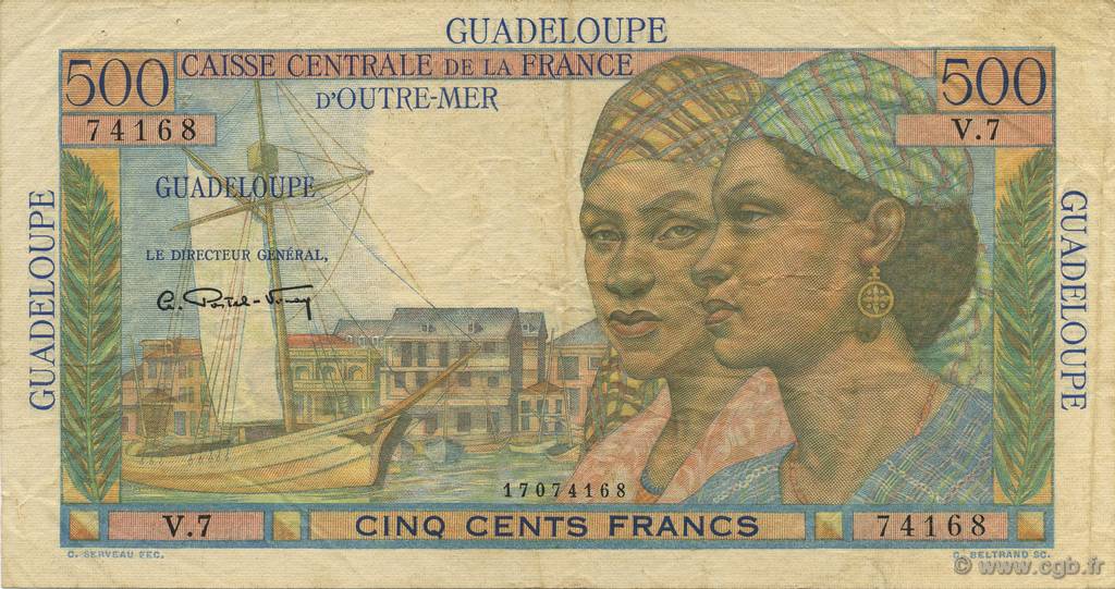 500 Francs Pointe à Pitre GUADELOUPE  1946 P.36 MBC