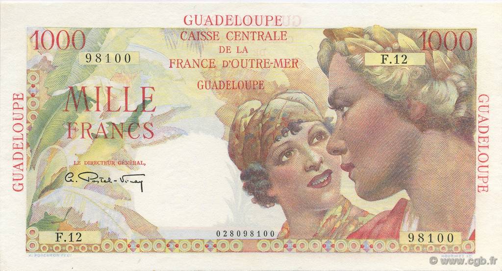 1000 Francs Union Française GUADELOUPE  1947 P.37a SC