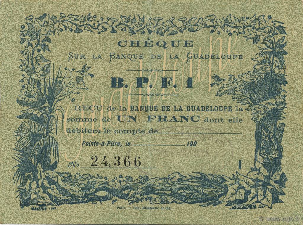 1 Franc GUADELOUPE  1900 P.20C AU-