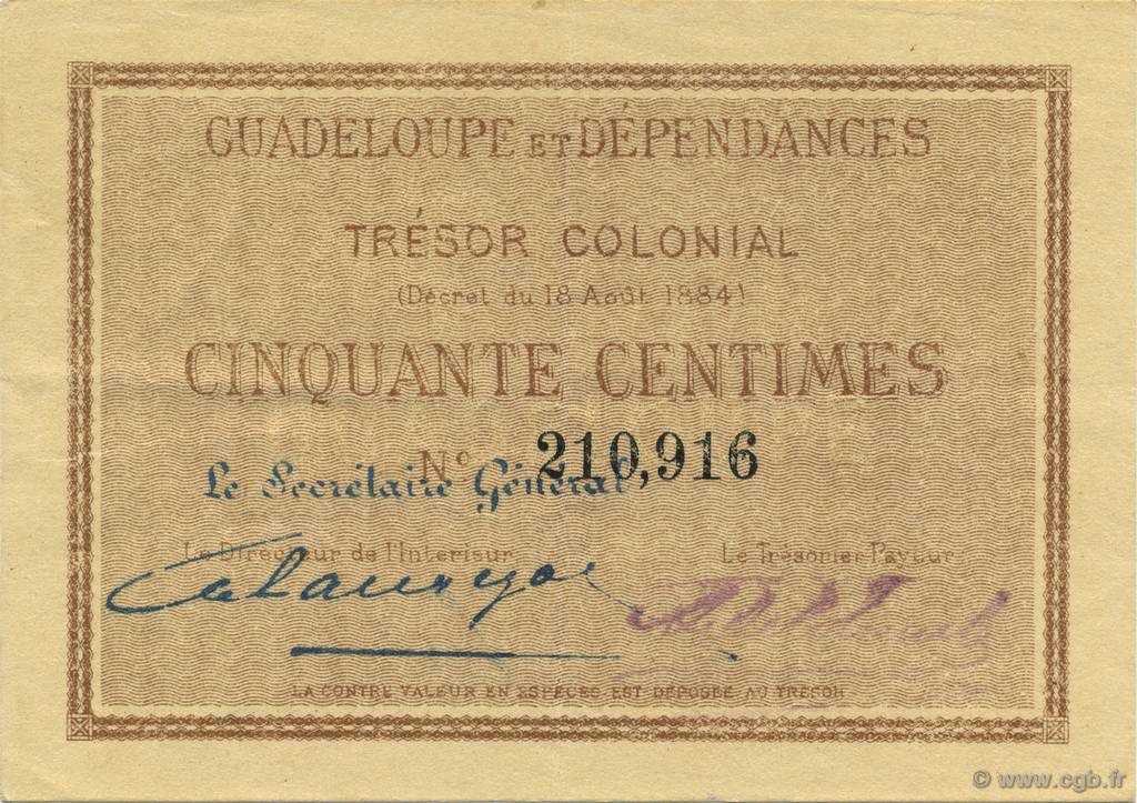 50 Centimes GUADELOUPE  1884 P.01- XF