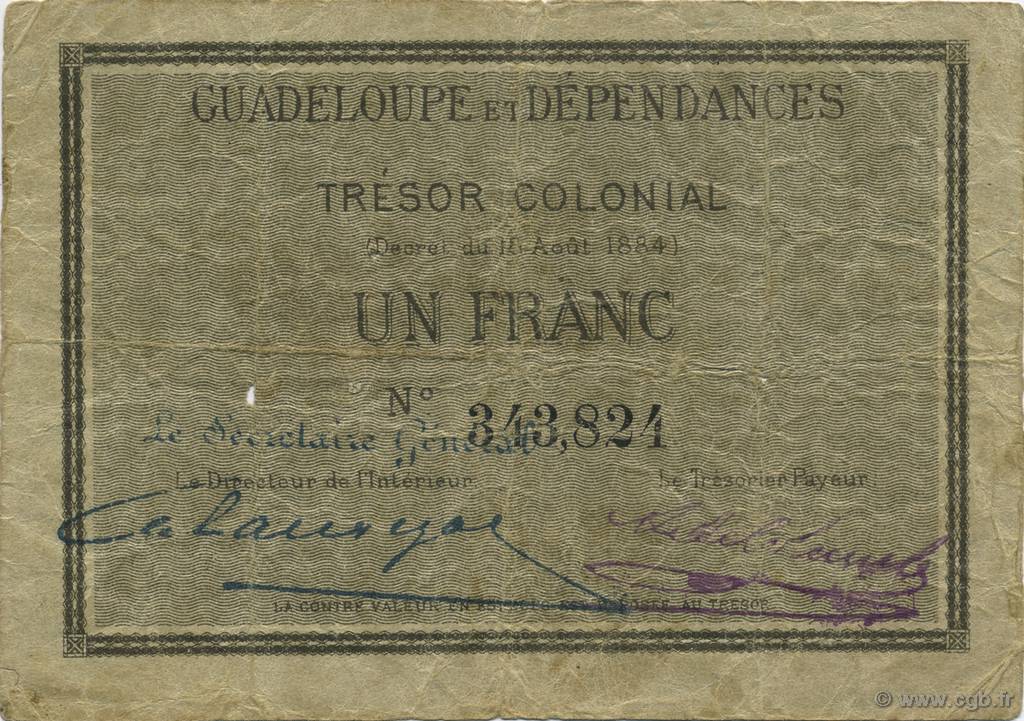 1 Franc GUADELOUPE  1884 P.01A q.BB