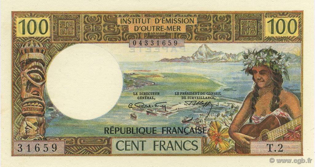 100 Francs TAHITI  1973 P.24b UNC-