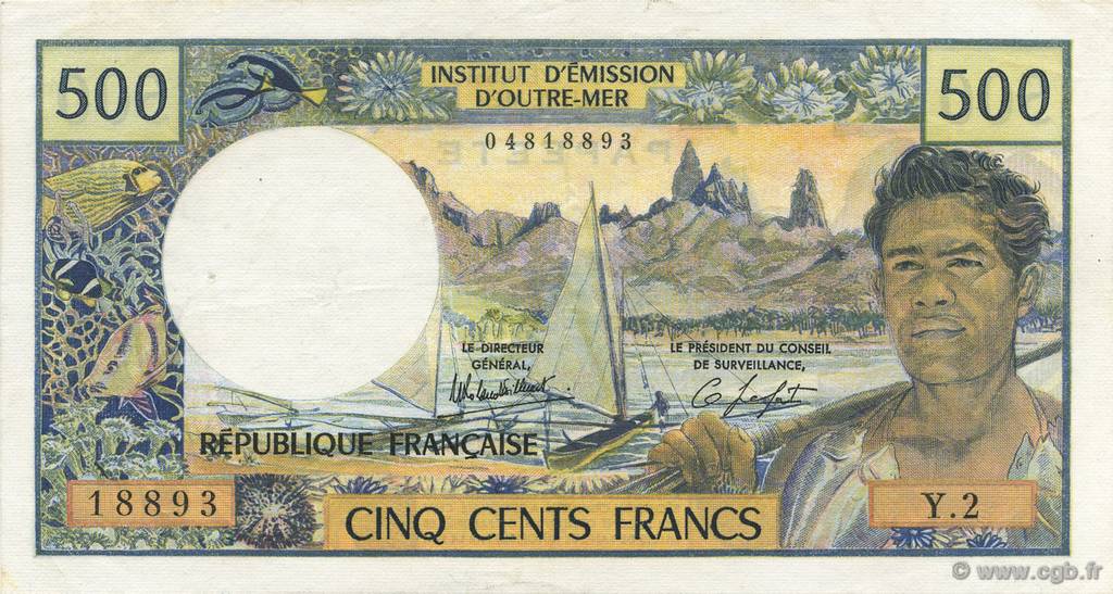 500 Francs TAHITI  1984 P.25c XF