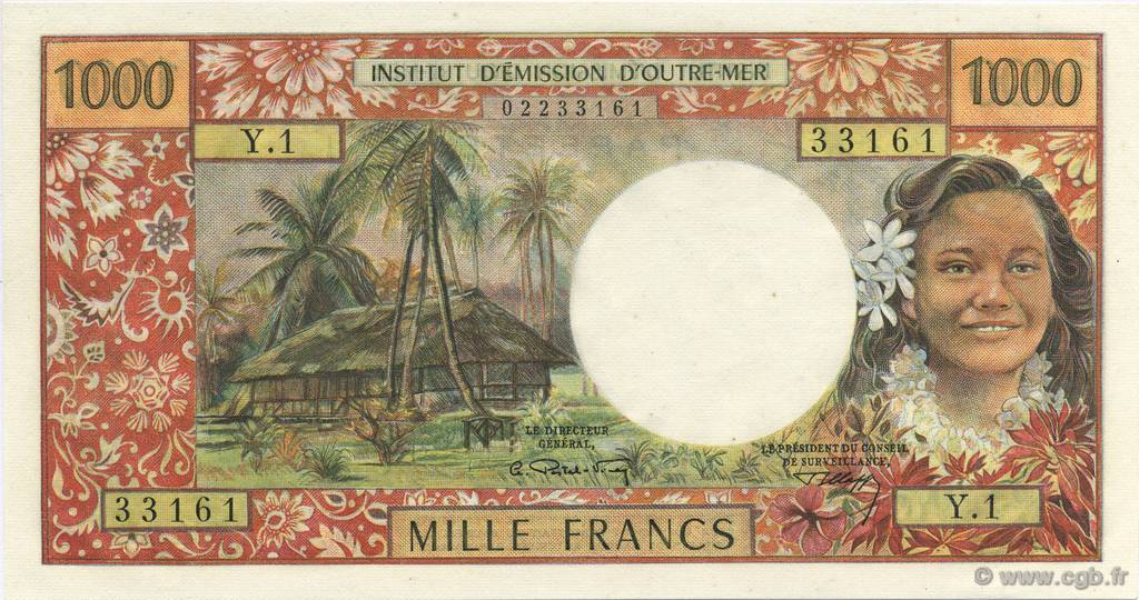 1000 Francs TAHITI  1969 P.26 SC+