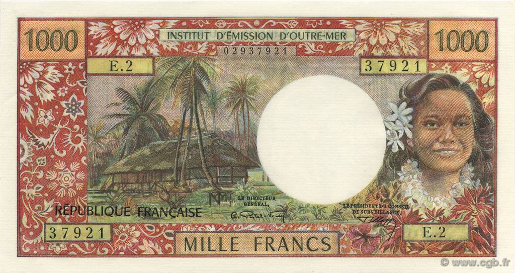 1000 Francs TAHITI  1971 P.27a SC+