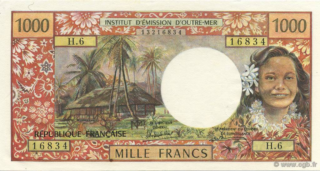1000 Francs TAHITI  1985 P.27d EBC+