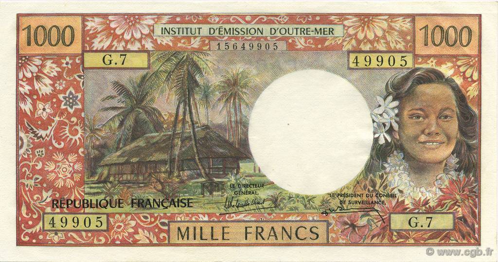 1000 Francs TAHITI  1985 P.27d VZ+