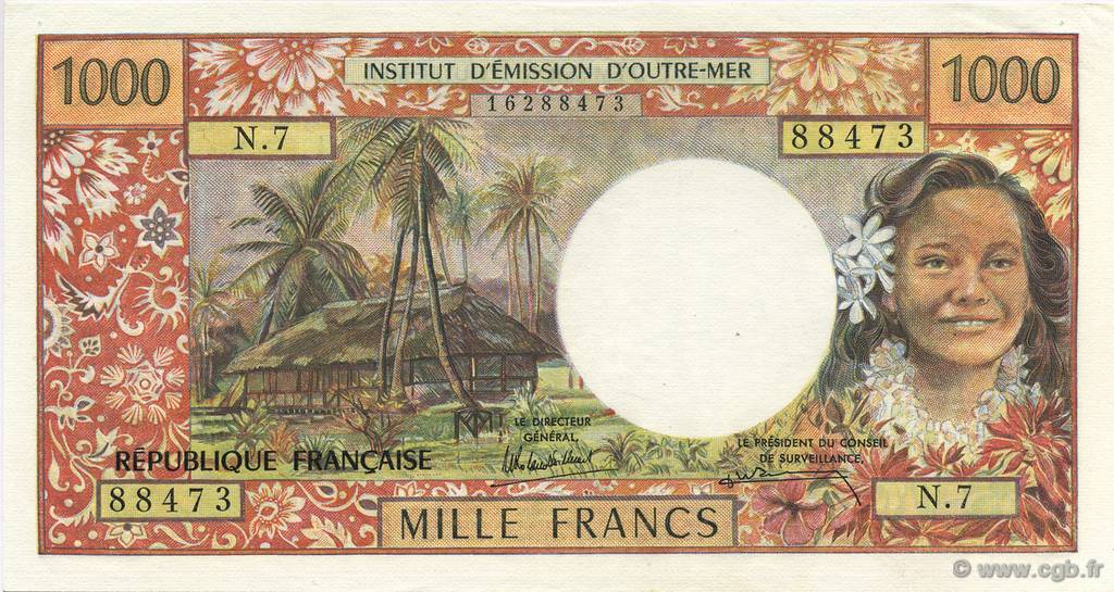 1000 Francs TAHITI  1985 P.27d VZ