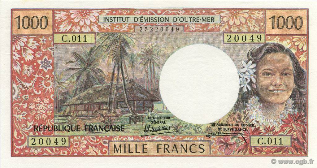 1000 Francs TAHITI  1985 P.27d UNC-