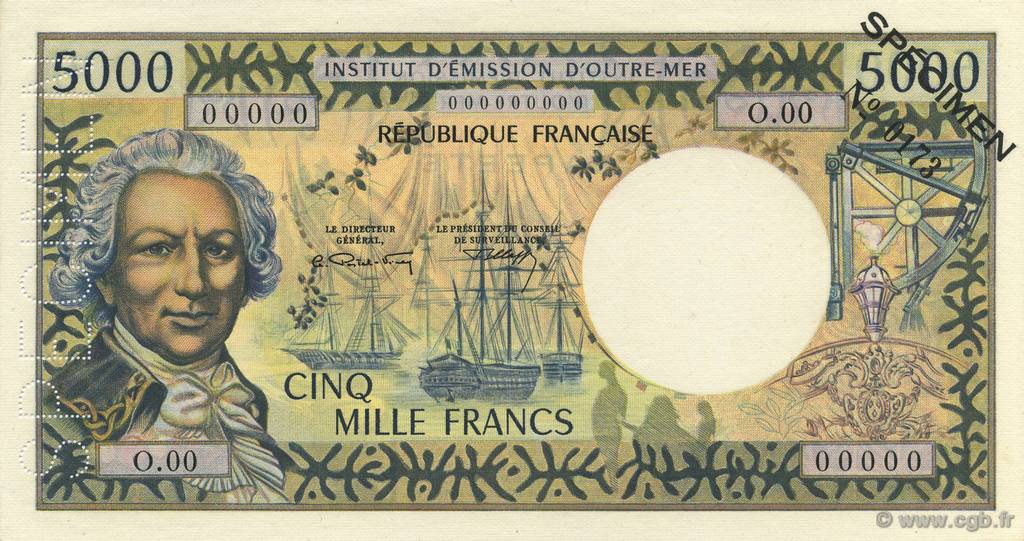 5000 Francs TAHITI  1971 P.28as ST