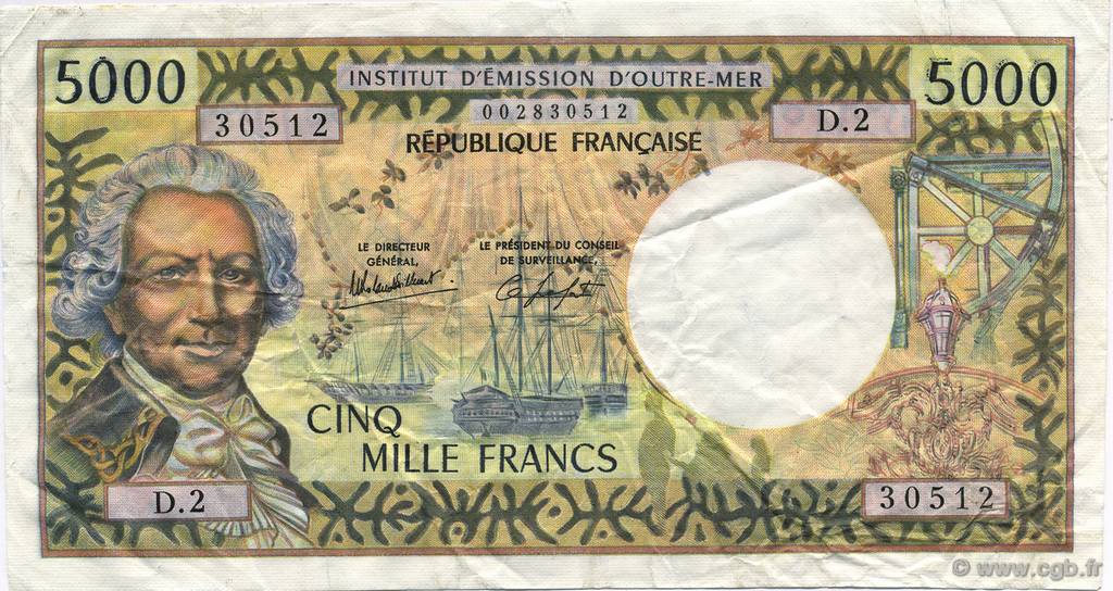 5000 Francs TAHITI  1982 P.28c VF