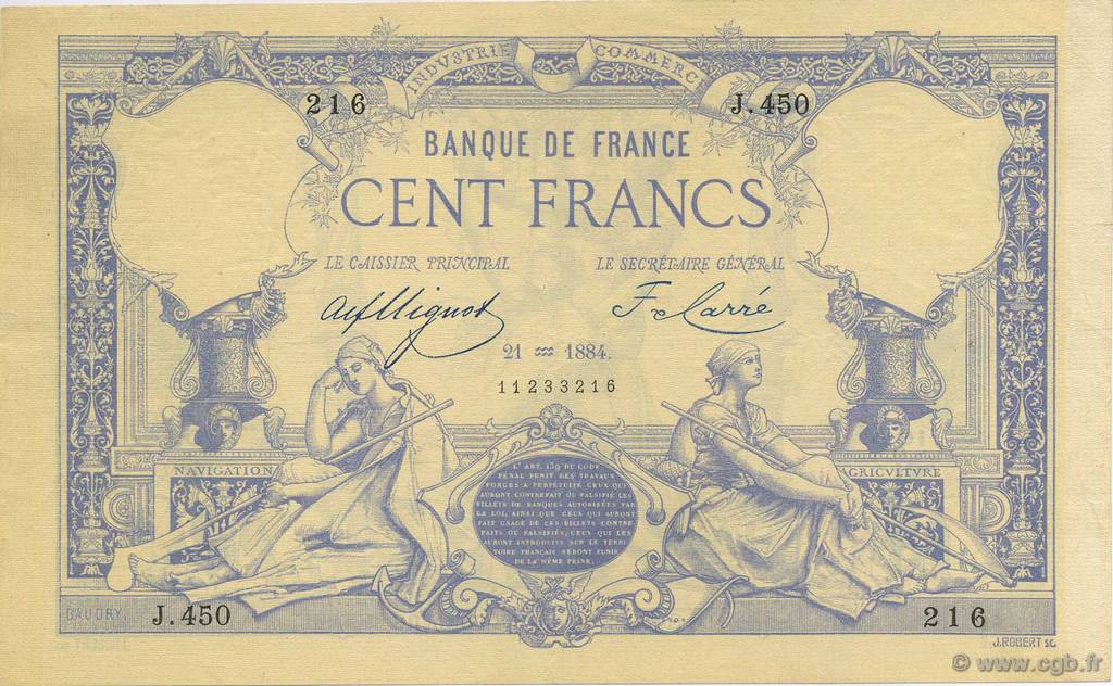 100 Francs 1882 FRANCIA  1884 F.A48.04 EBC