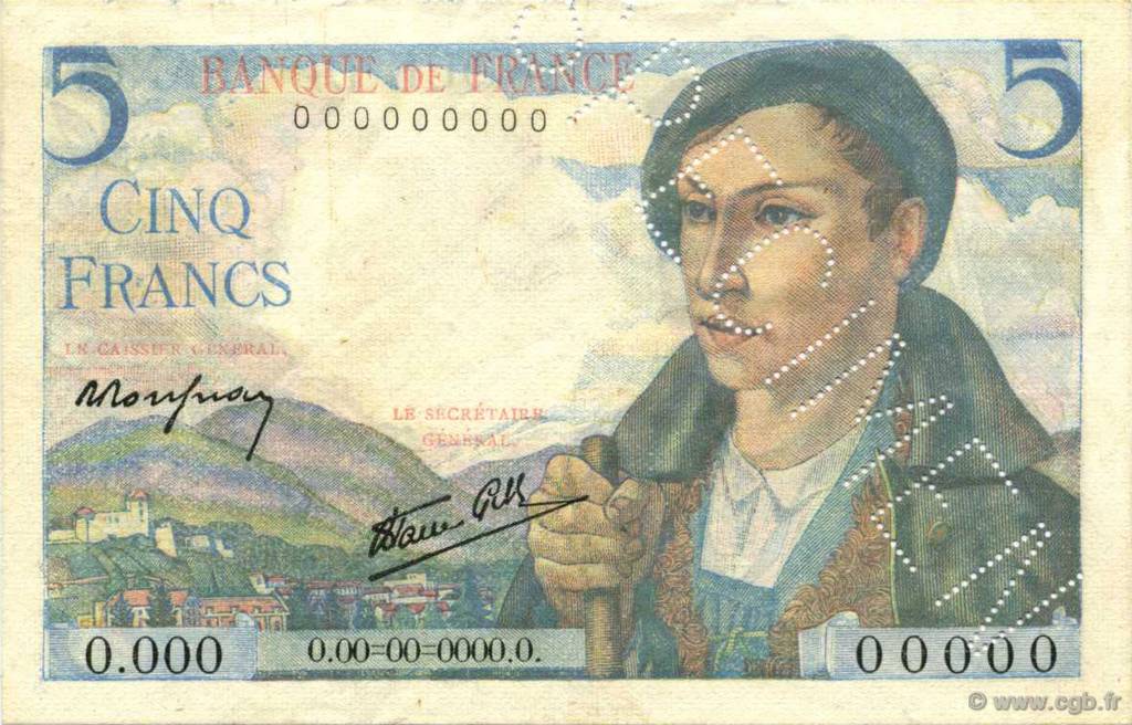 5 Francs BERGER FRANCIA  1943 F.05.01Sp SC