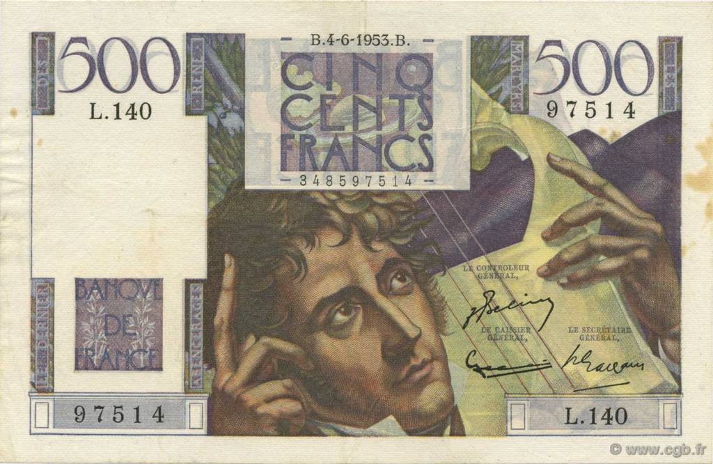 500 Francs CHATEAUBRIAND FRANCIA  1953 F.34.12 q.SPL