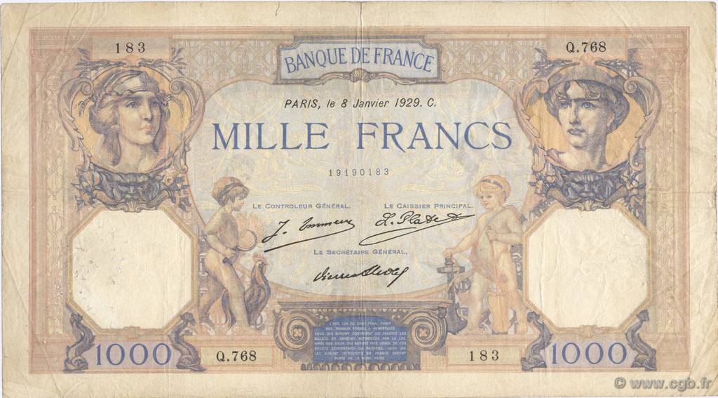 1000 Francs CÉRÈS ET MERCURE FRANCE  1929 F.37.03 F-