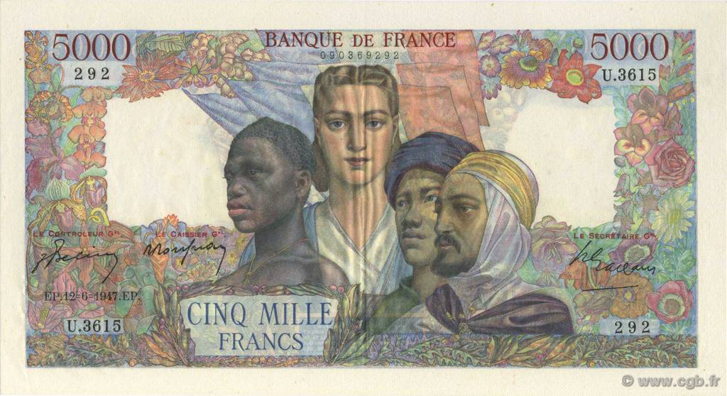 5000 Francs EMPIRE FRANÇAIS FRANCIA  1947 F.47.60 SPL+