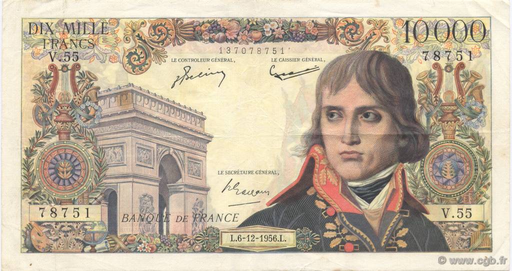 10000 Francs BONAPARTE FRANCE  1956 F.51.06 VF