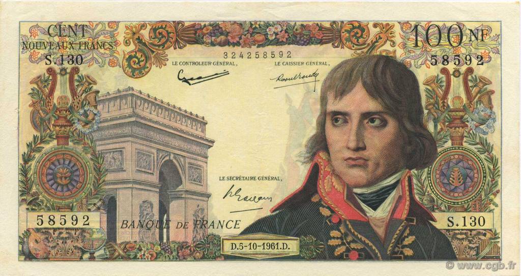 100 Nouveaux Francs BONAPARTE FRANCIA  1961 F.59.12 SPL+