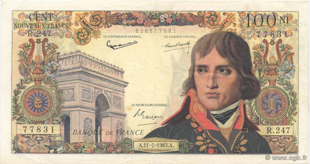 100 Nouveaux Francs BONAPARTE FRANCE  1963 F.59.22 XF-