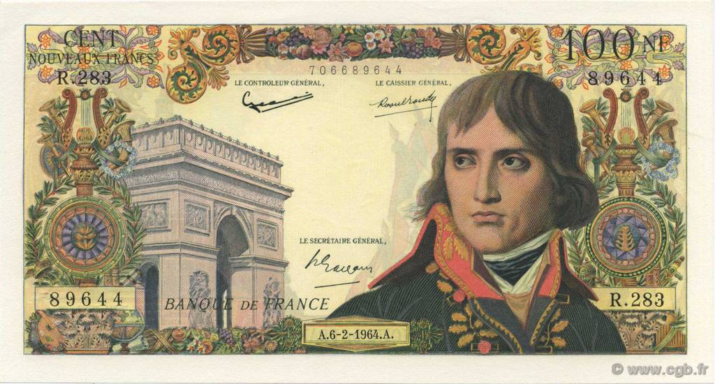 100 Nouveaux Francs BONAPARTE FRANCIA  1964 F.59.25 AU