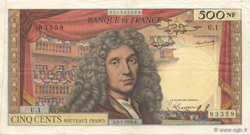 500 Nouveaux Francs MOLIÈRE FRANCIA  1959 F.60.01 BB
