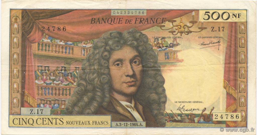 500 Nouveaux Francs MOLIÈRE FRANCE  1964 F.60.07 TTB