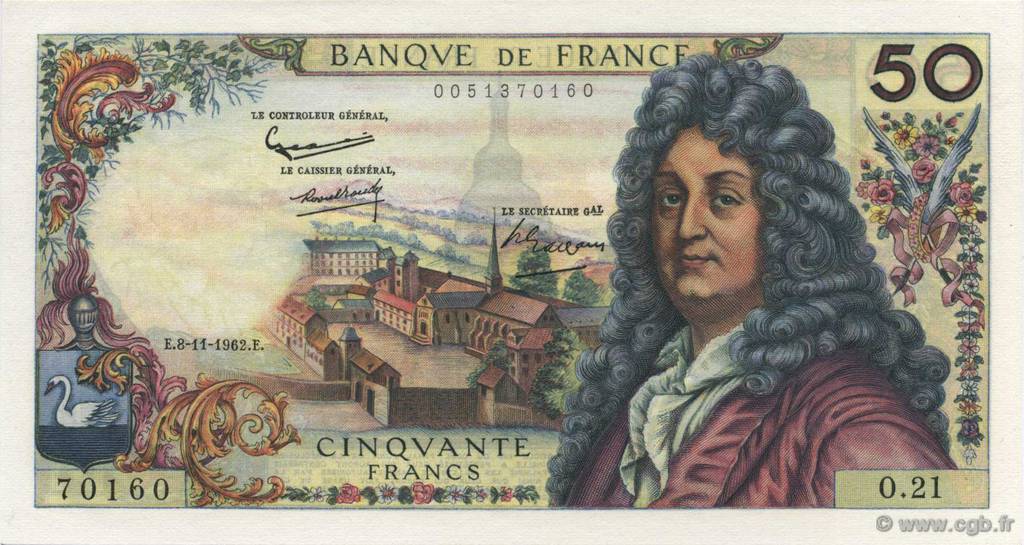 50 Francs RACINE FRANCE  1962 F.64.02 UNC