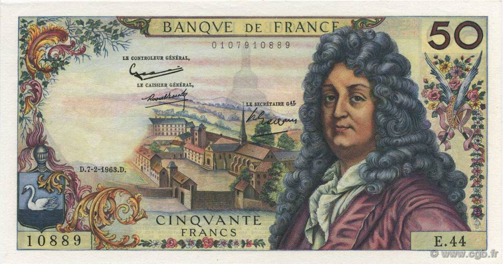 50 Francs RACINE FRANKREICH  1963 F.64.04 fST