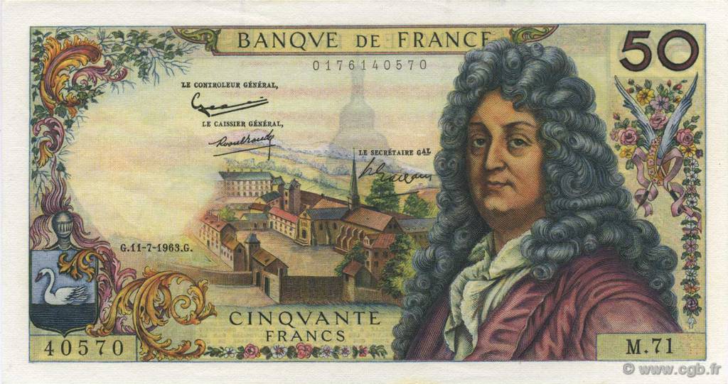 50 Francs RACINE FRANKREICH  1963 F.64.06 fST+