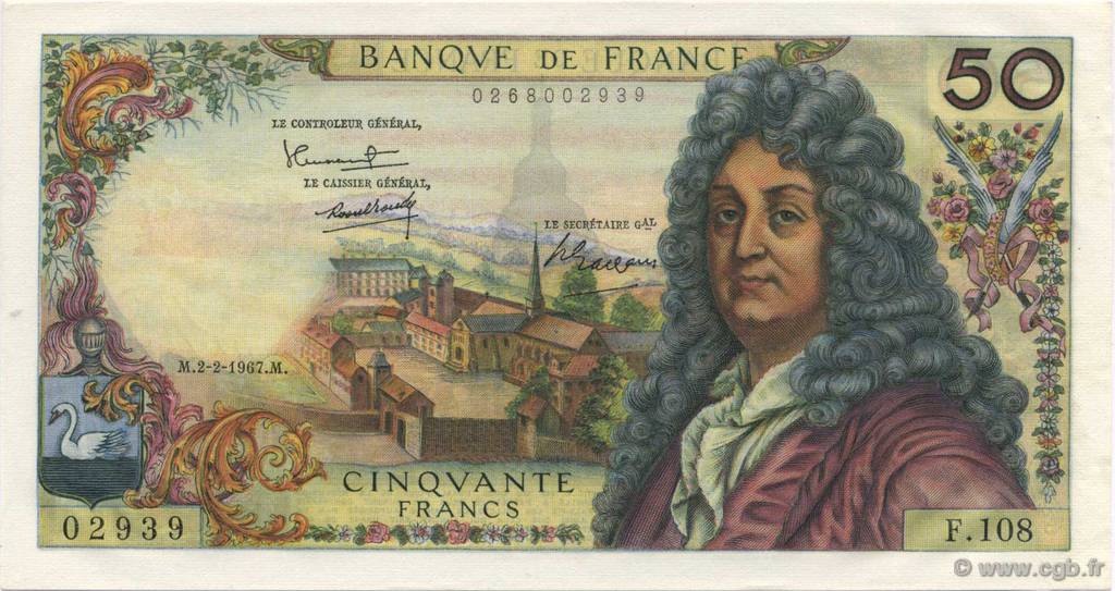50 Francs RACINE FRANKREICH  1967 F.64.09 fST+