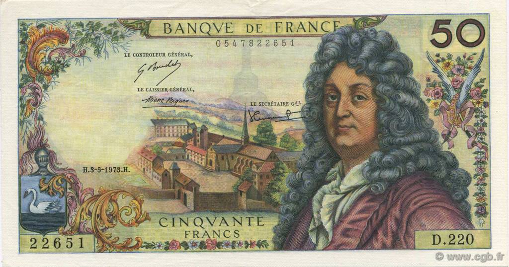 50 Francs RACINE FRANCIA  1973 F.64.23 SPL+