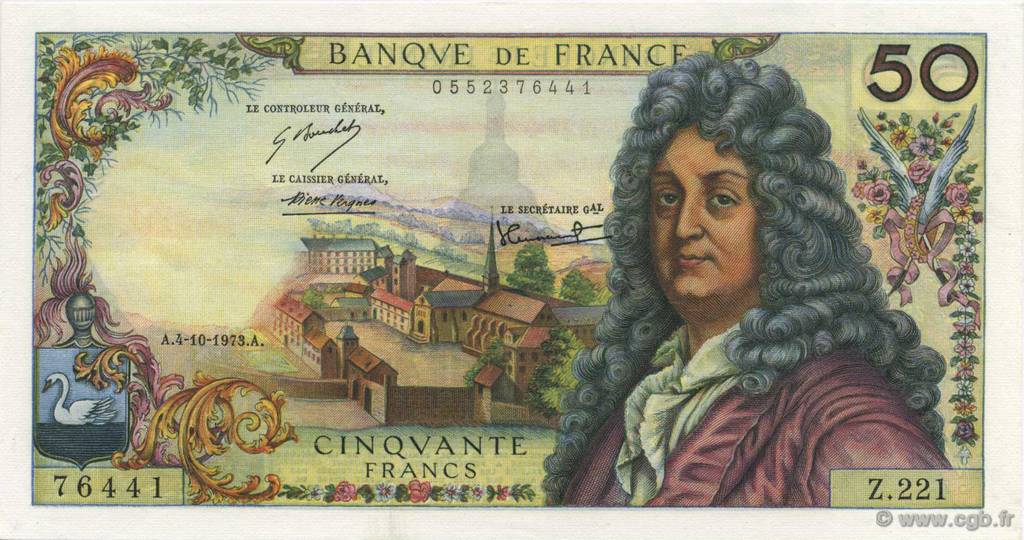 50 Francs RACINE FRANKREICH  1973 F.64.24 fST+