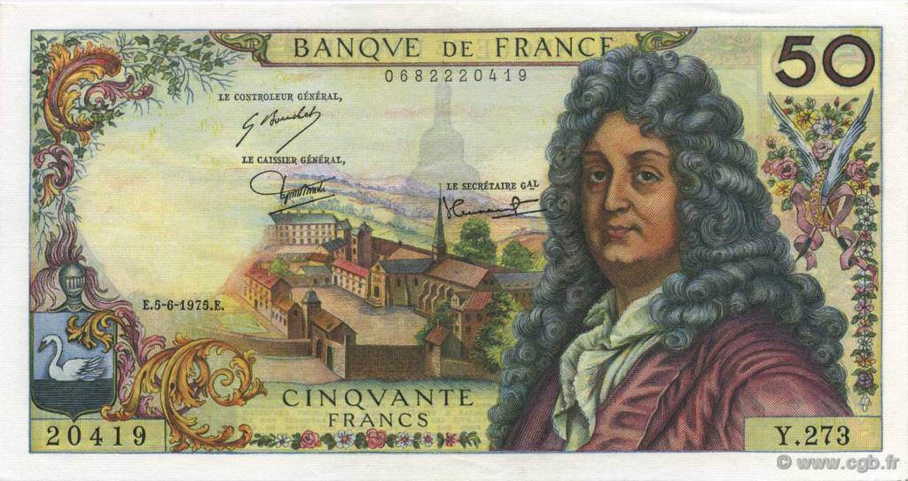 50 Francs RACINE FRANKREICH  1975 F.64.30 fST+