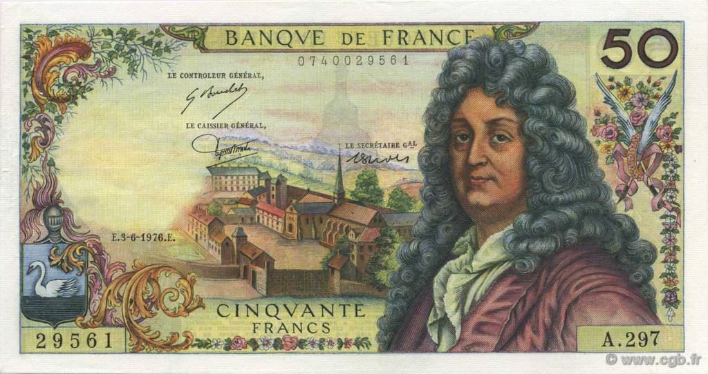 50 Francs RACINE FRANCIA  1976 F.64.33 SPL+