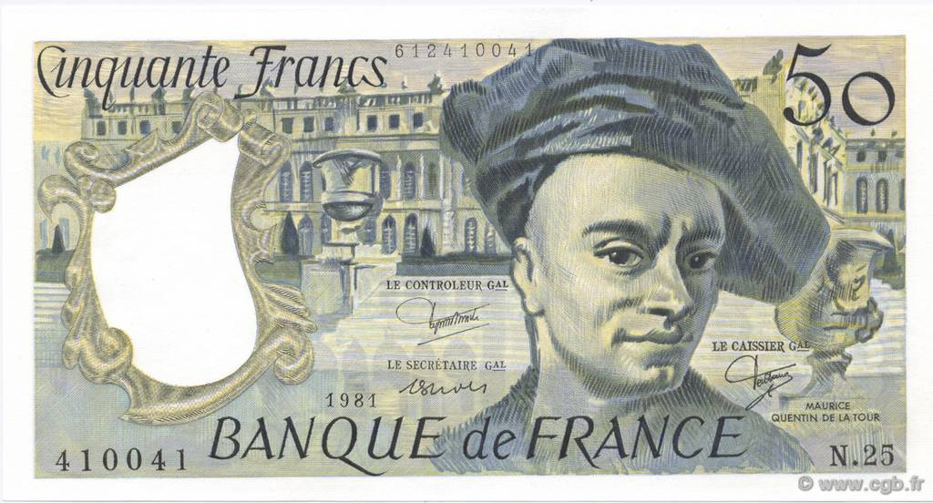 50 Francs QUENTIN DE LA TOUR FRANCIA  1981 F.67.07 FDC