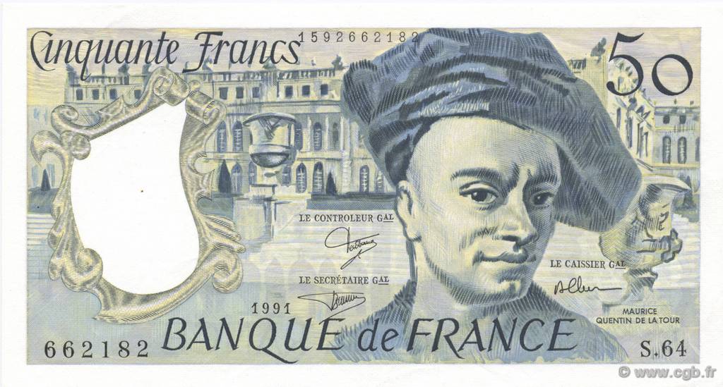 50 Francs QUENTIN DE LA TOUR FRANCE  1991 F.67.17 AU