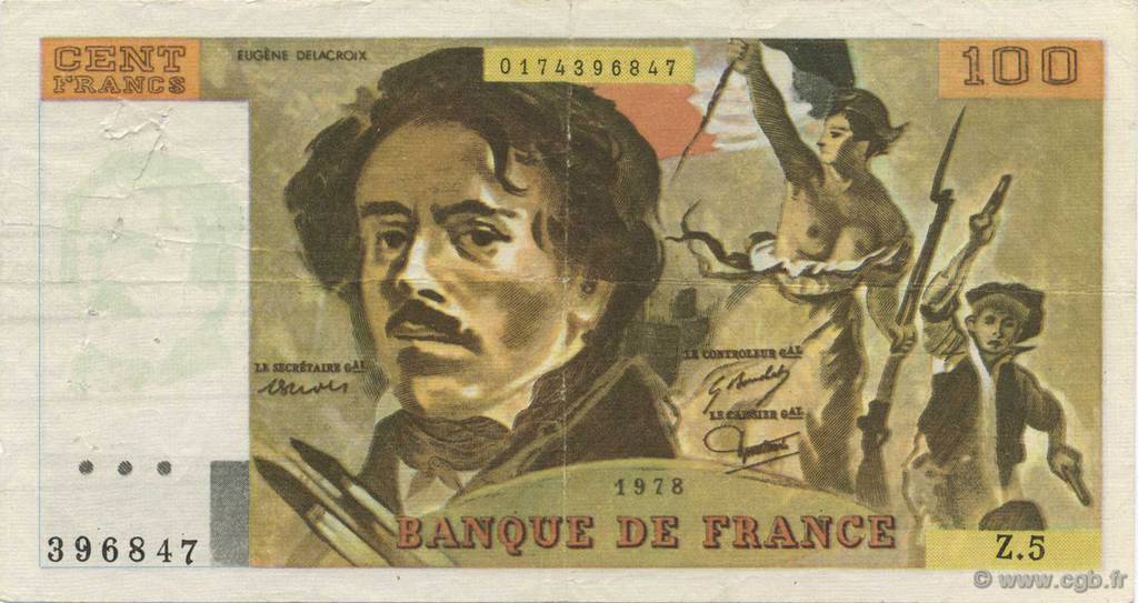 100 Francs DELACROIX FRANCIA  1978 F.69.01d MBC