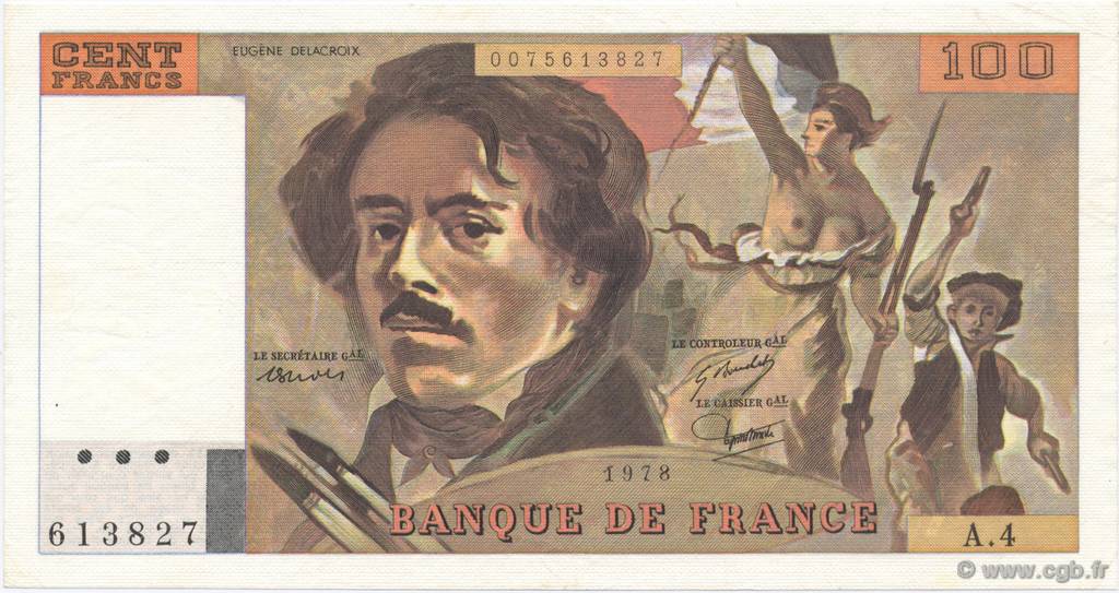 100 Francs DELACROIX modifié FRANCIA  1978 F.69.01c EBC