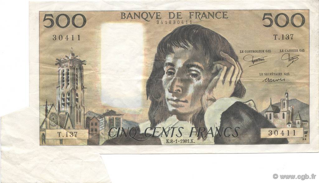 500 Francs PASCAL FRANCIA  1981 F.71.23 MBC+
