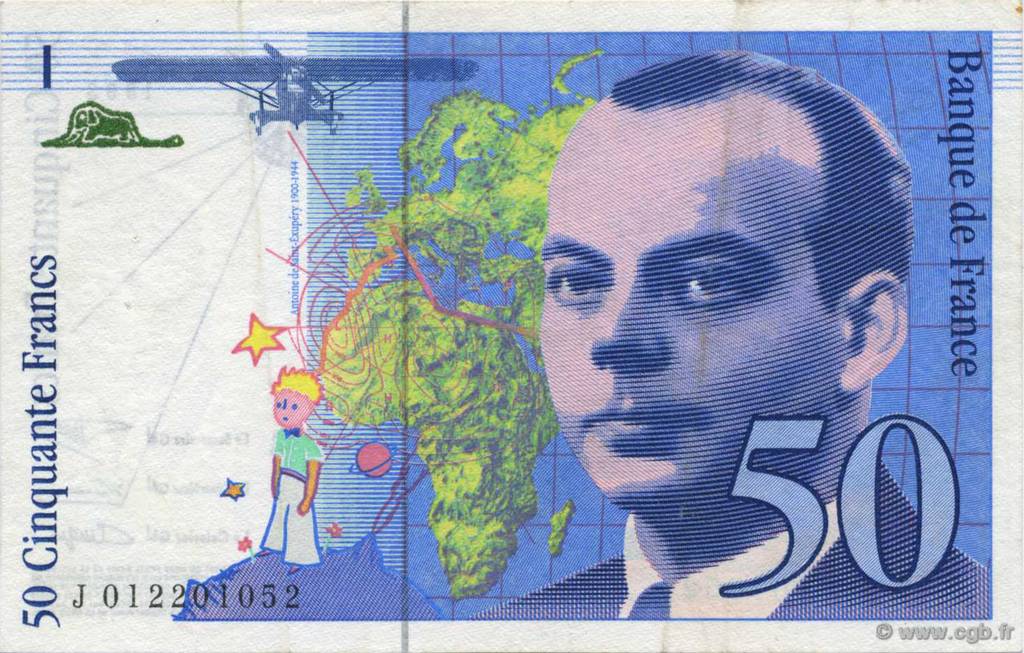 50 Francs SAINT-EXUPÉRY Sans STRAP FRANCIA  1993 F.72f4.02 q.AU
